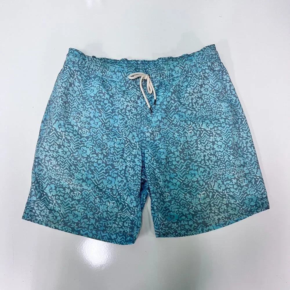 Faherty Brand Swim Trunks Lot of 3 Mens XL Board Shorts Floral Colorblock Blue